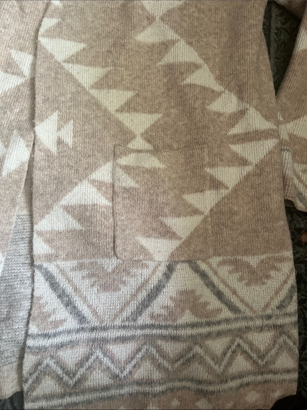 Frye Beige & Cream Aztec-Pattern Open Cardigan - Picture 2 of 5